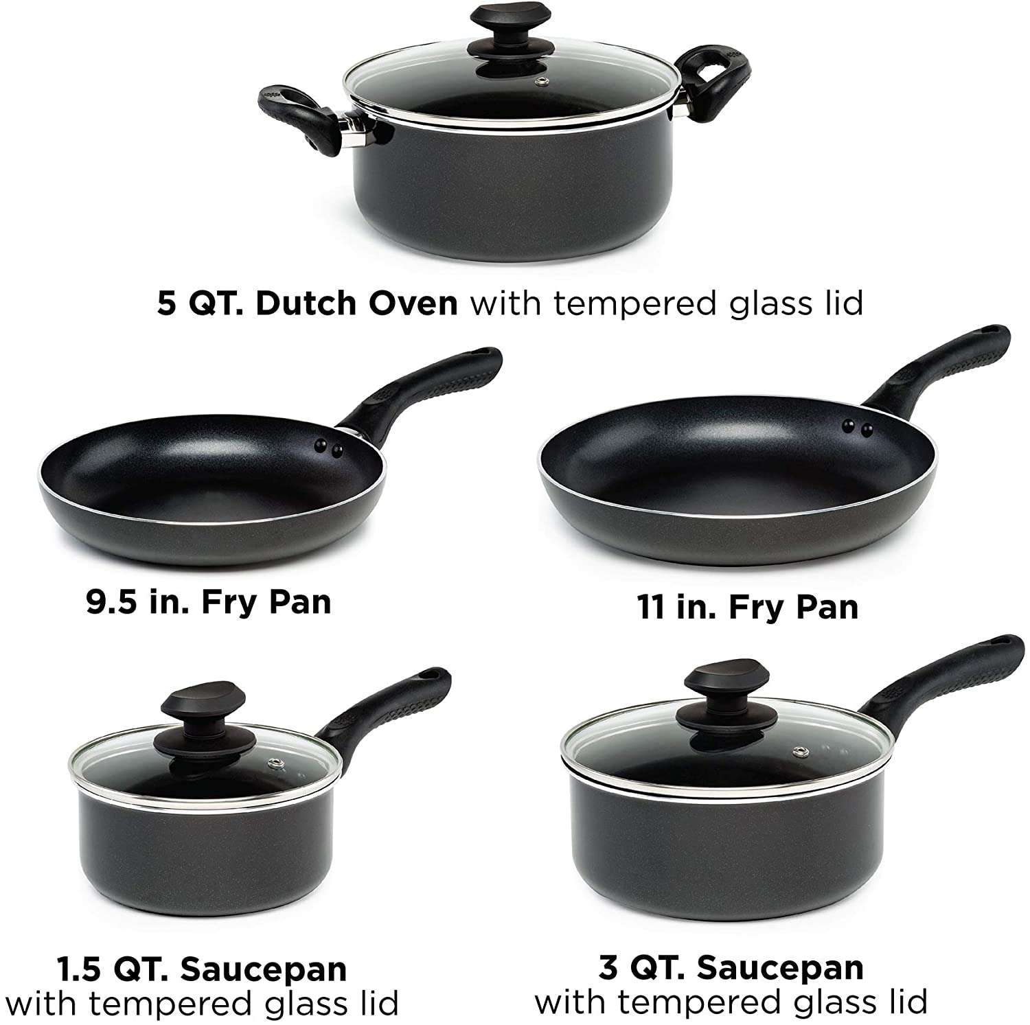 Artistry Non Stick Cookware Set, 8 Piece, Black - Ecolution