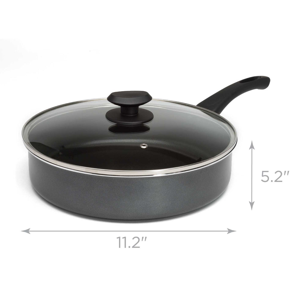 Elements Deep Cooker with Glass Lid, 4 1/2 Quart, Gray - Ecolution