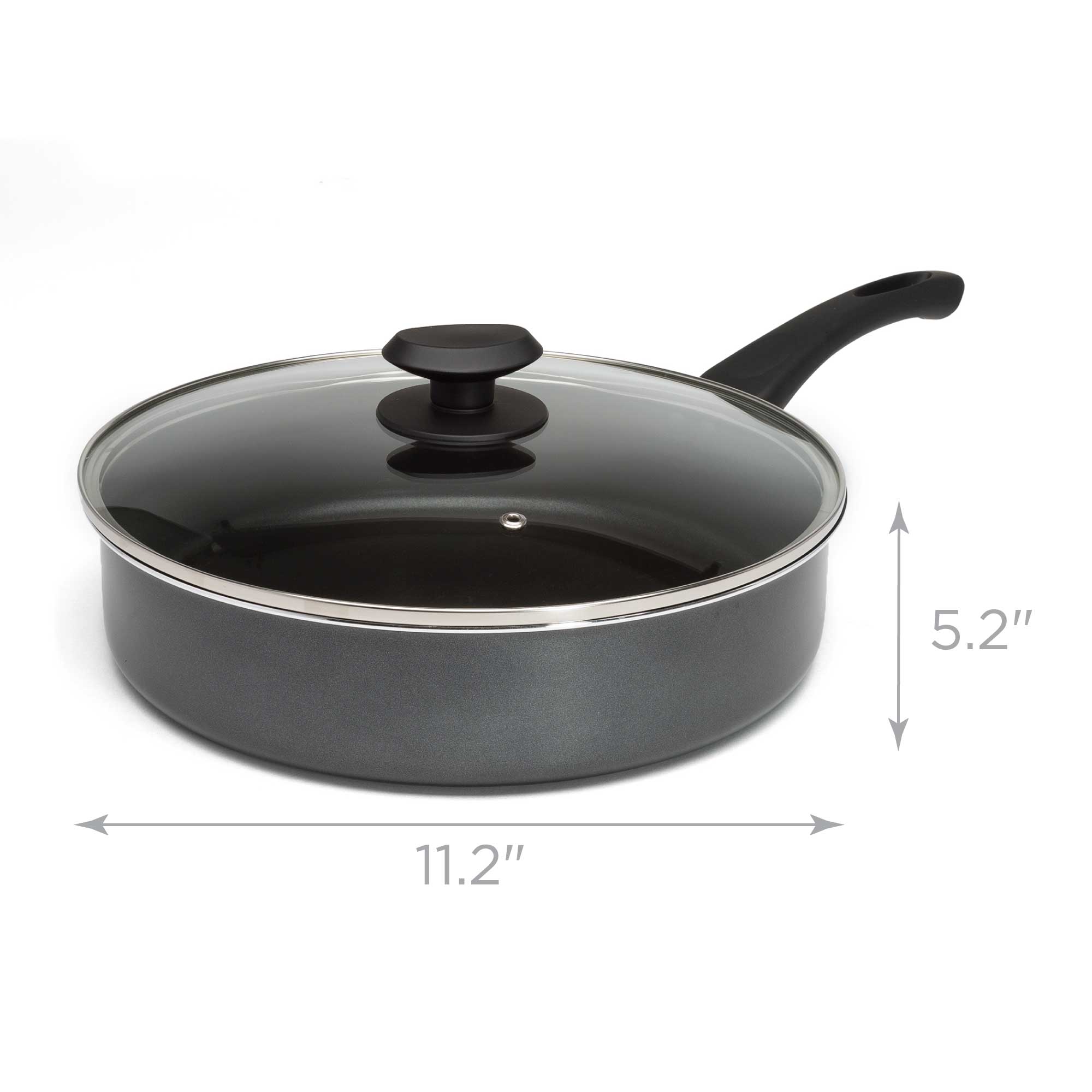 Elements Deep Cooker with Glass Lid, 4 1/2 Quart, Gray - Ecolution