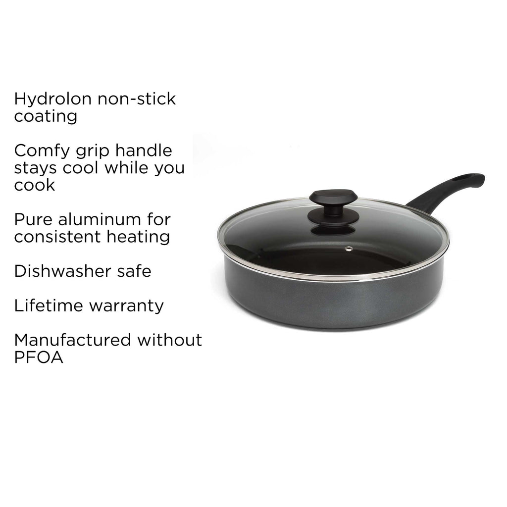 Elements Deep Cooker with Glass Lid, 4 1/2 Quart, Gray - Ecolution