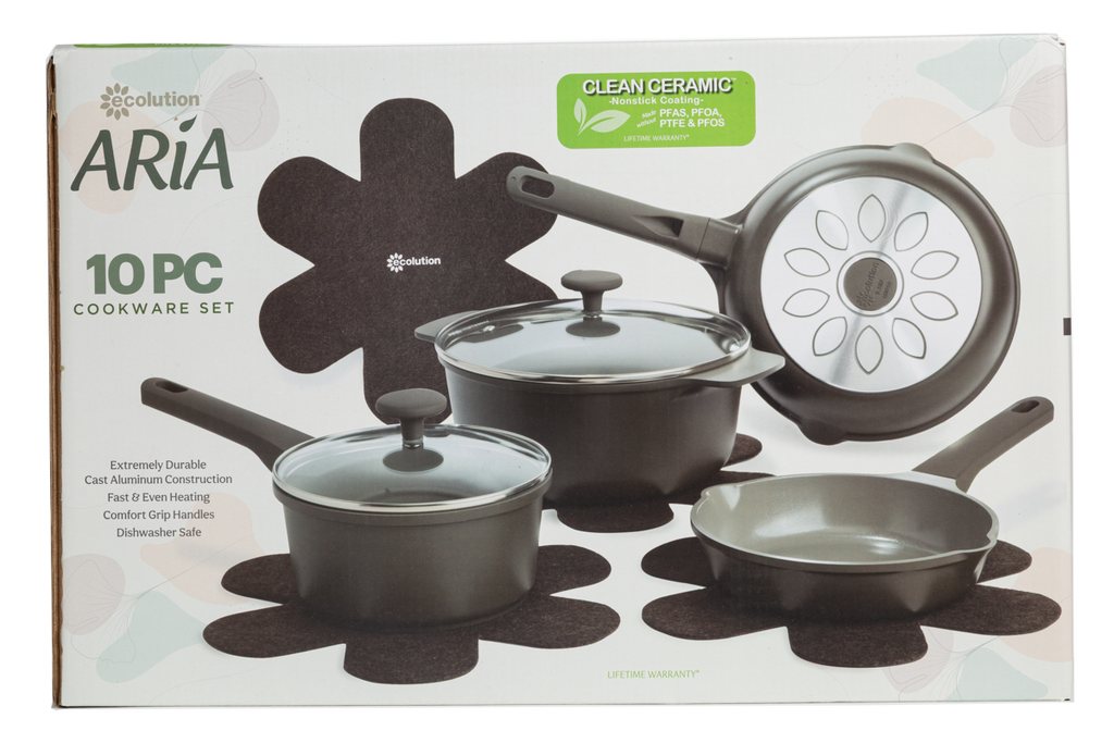 Aria 10-Piece Cast Aluminum Cookware Set - Ecolution
