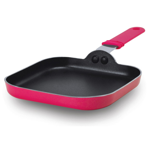 Minis Square Ceramic Griddle, 5 1/2 Inch, Pink - Ecolution