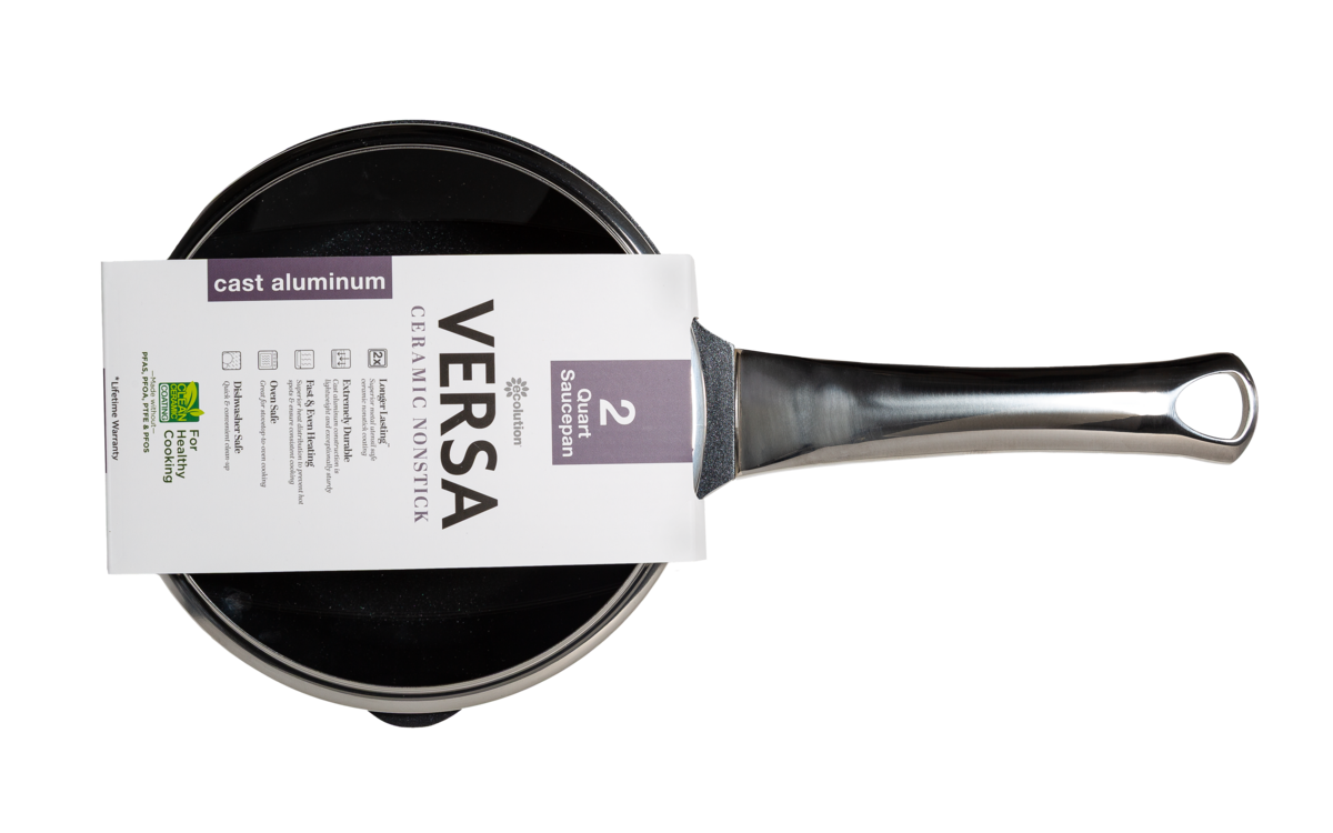 Versa 2Qt Cast Aluminum Saucepan with Clean Ceramic™ Nonstick – Cream - Ecolution